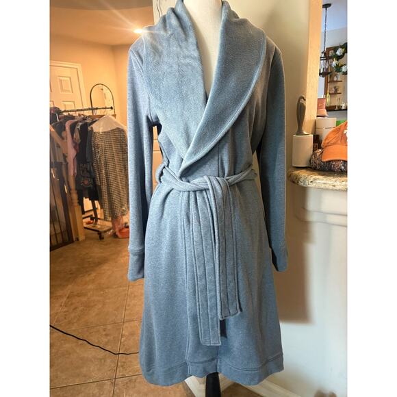 UGG Duffield II Fresh Air Heather Robe Blue Fleece Lined Women's Size M - Picture 5 of 5